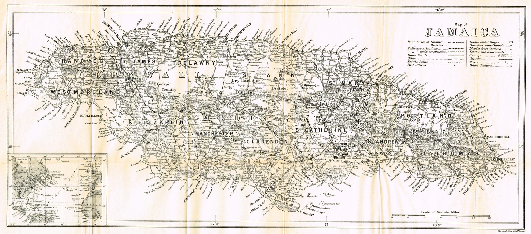 Guide to Jamaica 1937 map